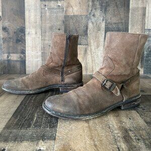 Frye 87231-1 Brown Suede Buckle Harness Boots Mens 12 D